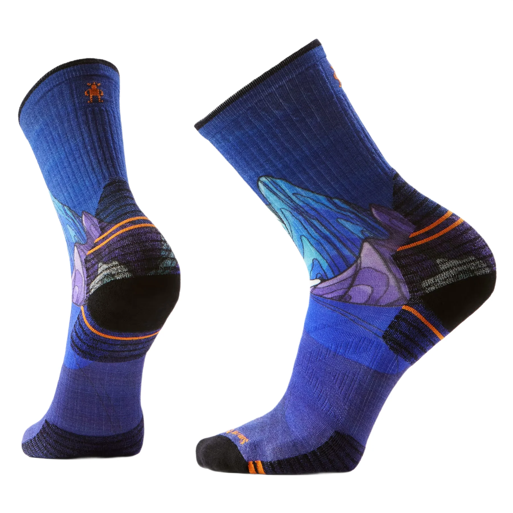 Men's Hike Targeted Cushion Mountain Myth Print Crew Socks